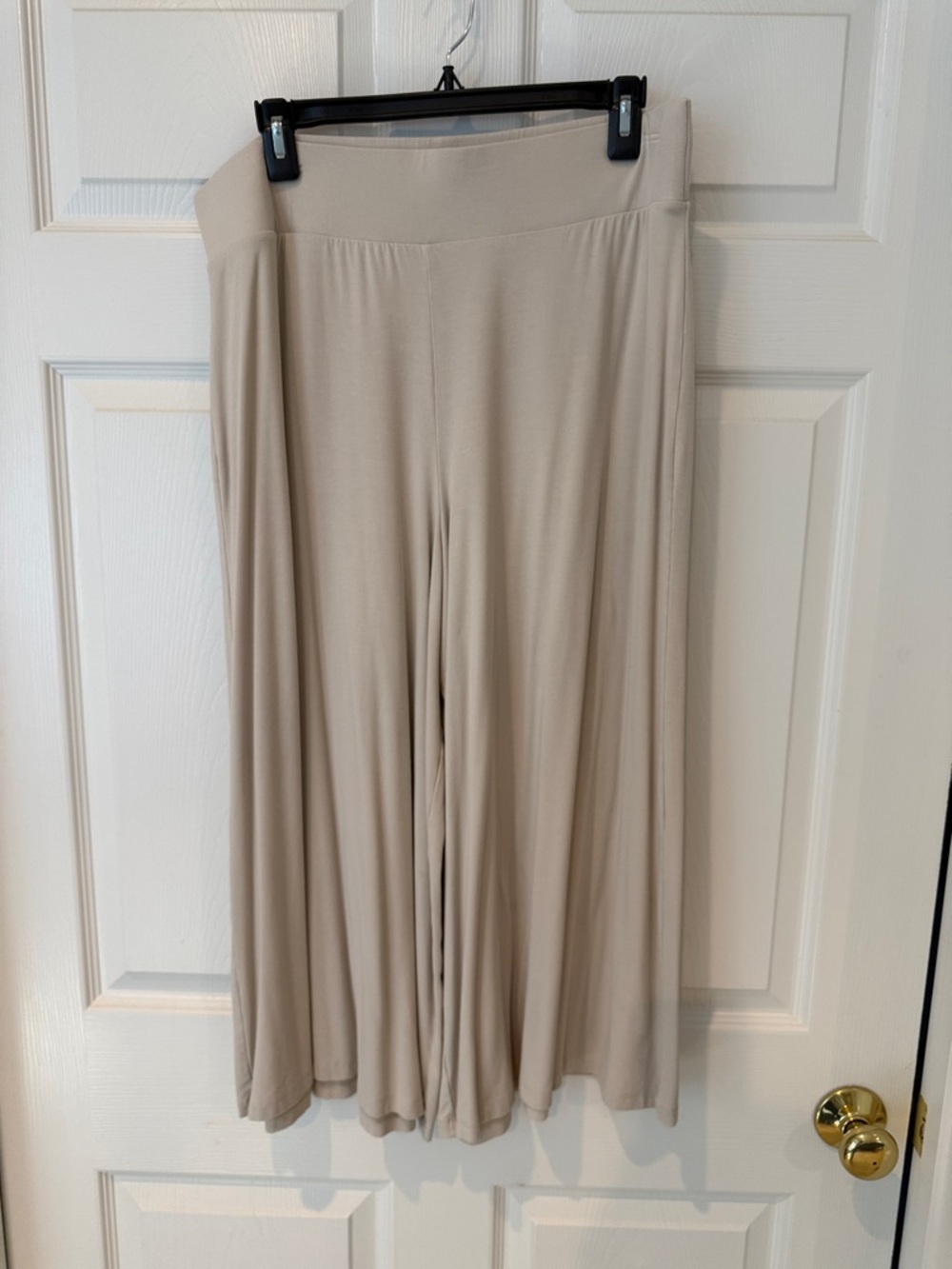 Wide-Leg Palazzo Pants in Light Taupe